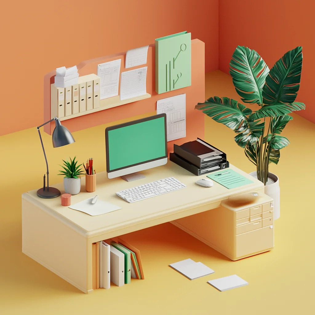 rendu d'un bureau en 3D un bureau en 3D