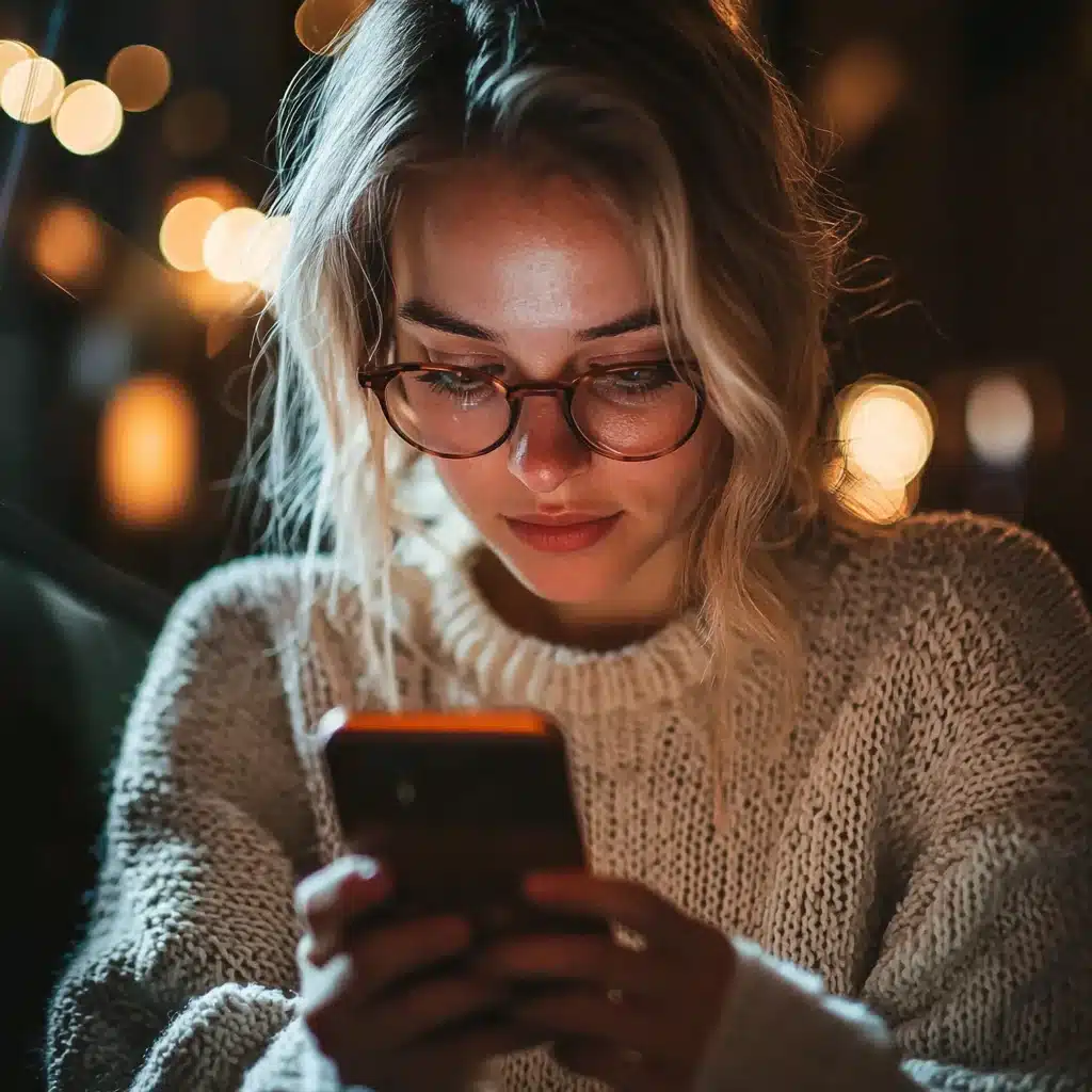 utilisatrice sur téléphone